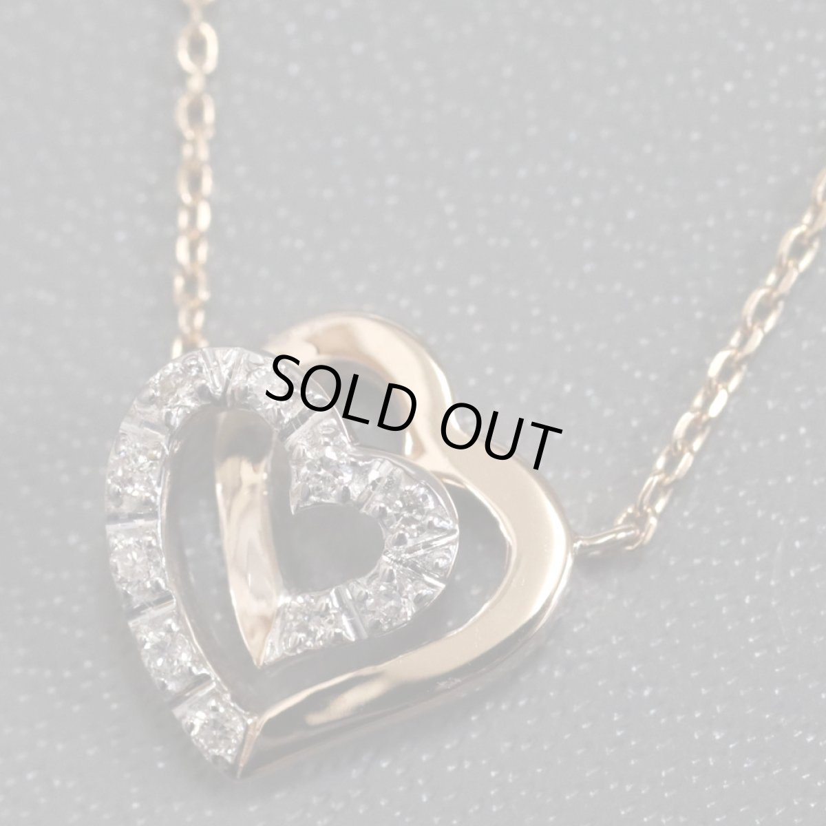 画像1: ヴァンドーム青山 K18PG/WGダイヤモンドネックレス ダブルハートモチーフ 2.9g 40cm (1)