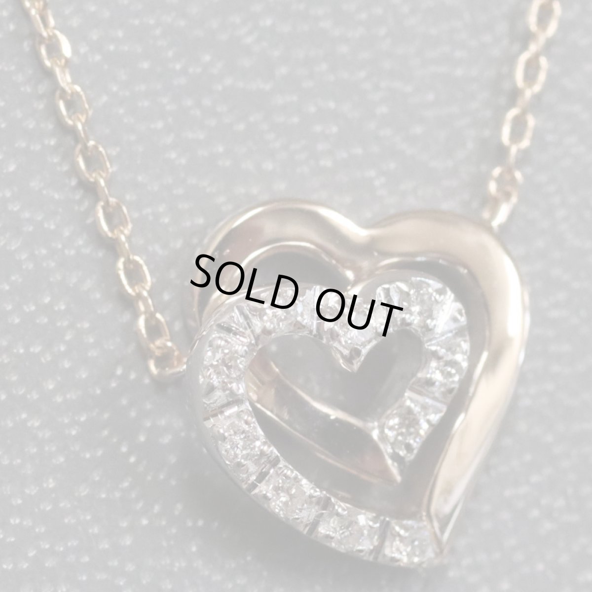 画像2: ヴァンドーム青山 K18PG/WGダイヤモンドネックレス ダブルハートモチーフ 2.9g 40cm (2)