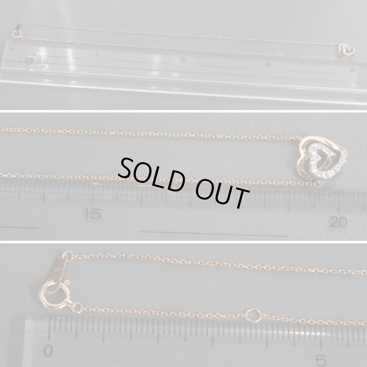 画像9: ヴァンドーム青山 K18PG/WGダイヤモンドネックレス ダブルハートモチーフ 2.9g 40cm (9)