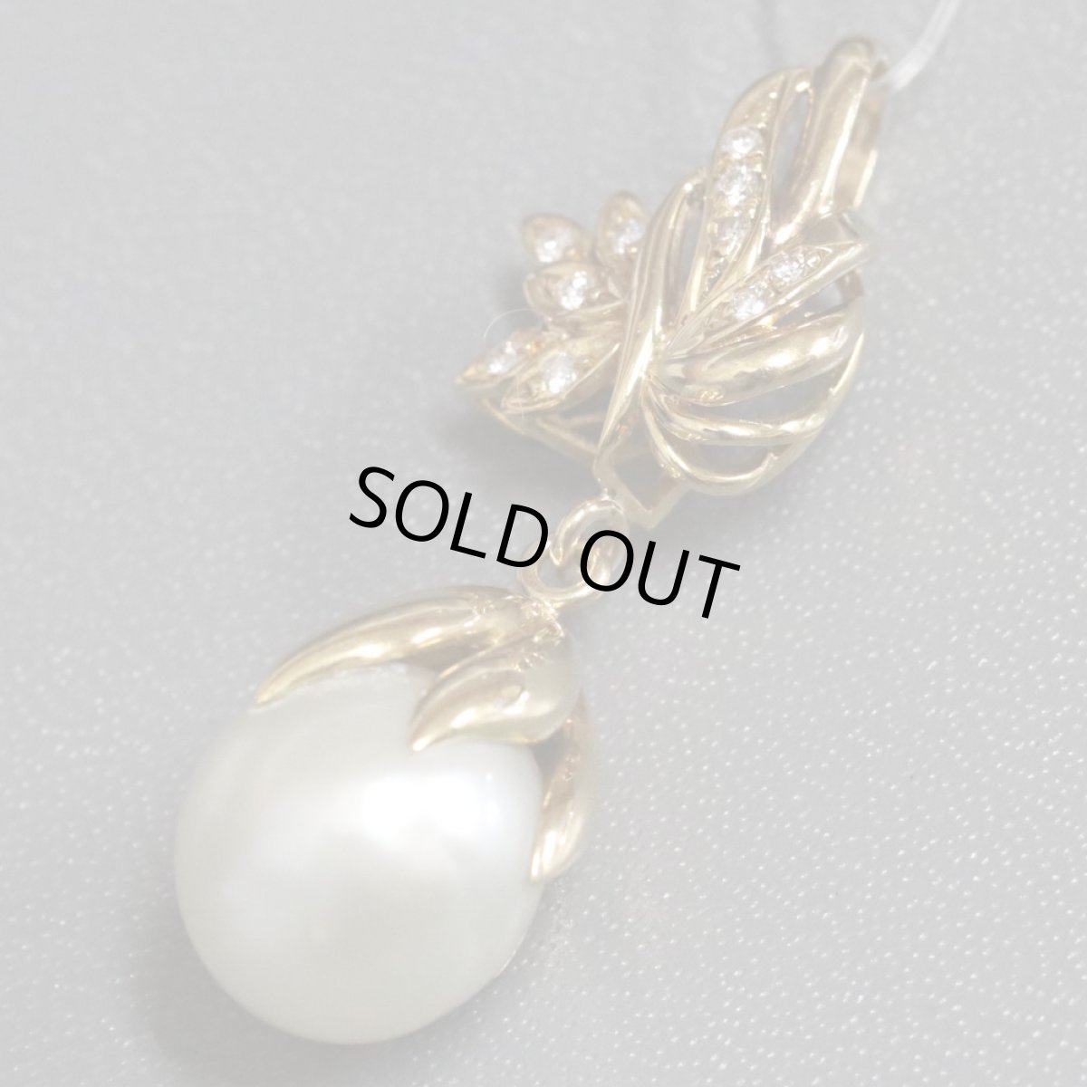 画像3: K18パールダイヤモンドペンダントトップ リーフモチーフ D0.11 7.0g (3)