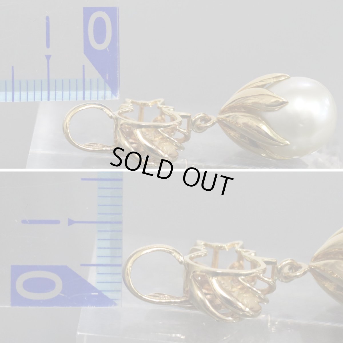 画像8: K18パールダイヤモンドペンダントトップ リーフモチーフ D0.11 7.0g (8)