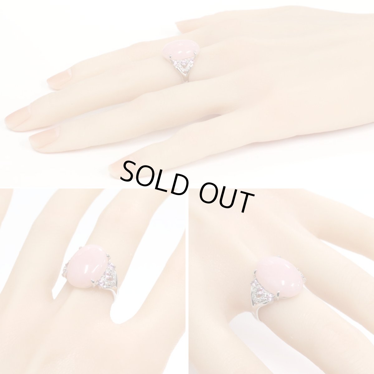 画像10: K18WGコモンオパールピンクサファイアダイヤモンドリング O7.60 PS0.36 D0.16 5.8g #13 (10)