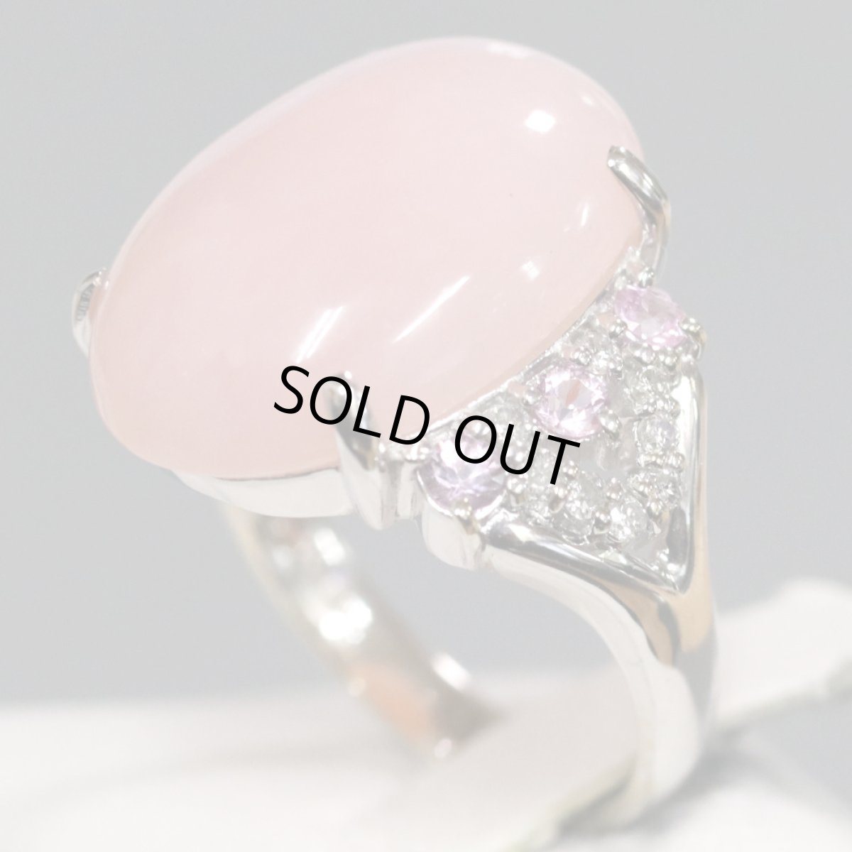 画像2: K18WGコモンオパールピンクサファイアダイヤモンドリング O7.60 PS0.36 D0.16 5.8g #13 (2)