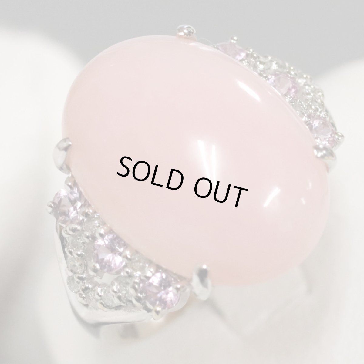 画像3: K18WGコモンオパールピンクサファイアダイヤモンドリング O7.60 PS0.36 D0.16 5.8g #13 (3)