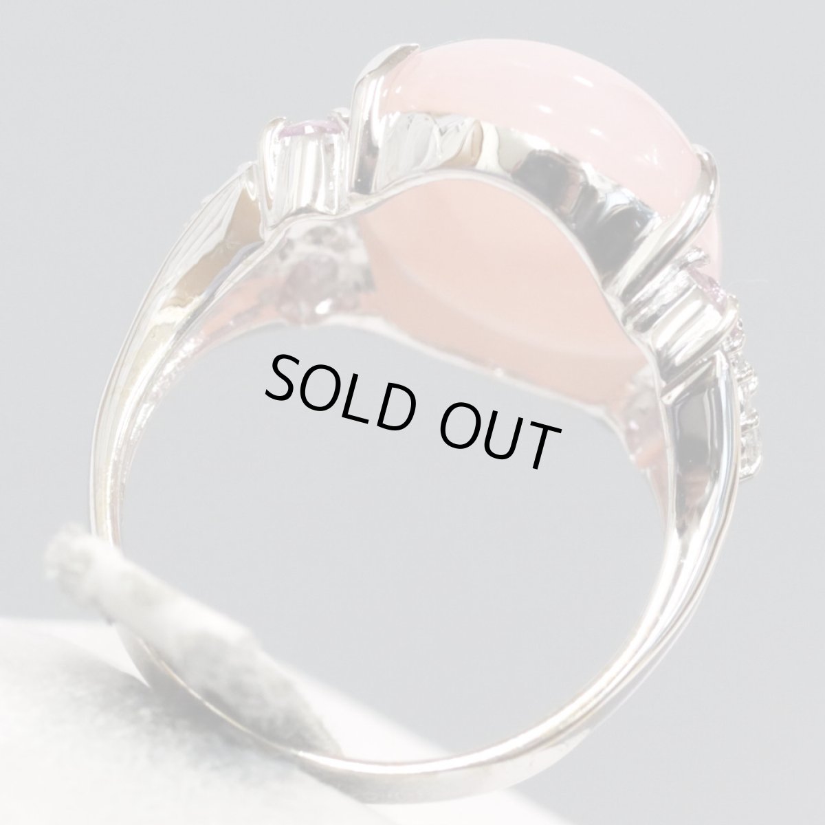 画像4: K18WGコモンオパールピンクサファイアダイヤモンドリング O7.60 PS0.36 D0.16 5.8g #13 (4)