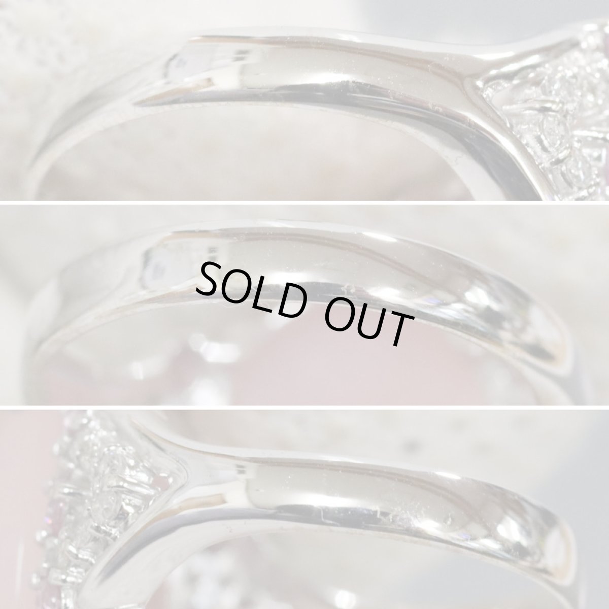 画像5: K18WGコモンオパールピンクサファイアダイヤモンドリング O7.60 PS0.36 D0.16 5.8g #13 (5)