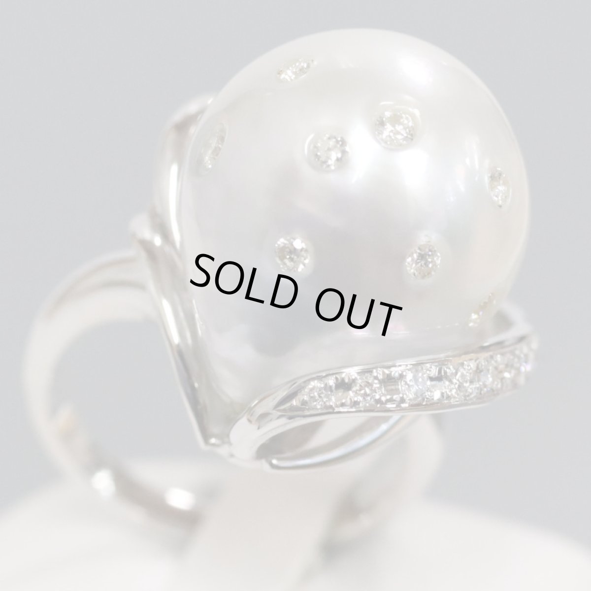 画像1: K18WGパールダイヤモンドリング D0.22 11.5g #12 (1)