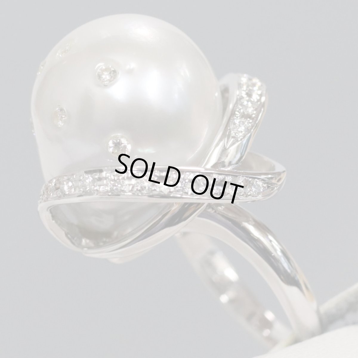 画像2: K18WGパールダイヤモンドリング D0.22 11.5g #12 (2)