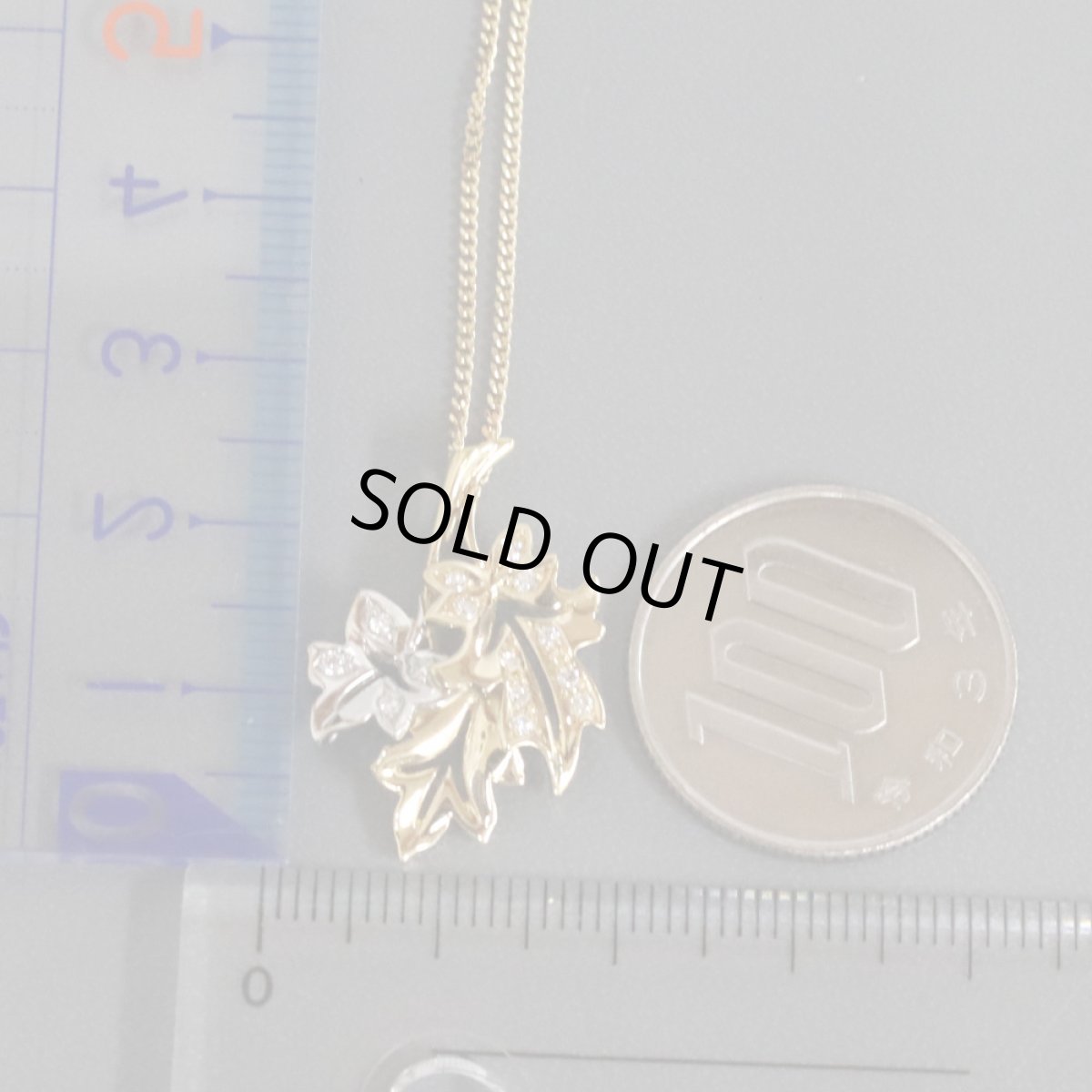 画像10: K18/Pt900ダイヤモンドペンダント リーフモチーフ D0.15 5.3g (10)