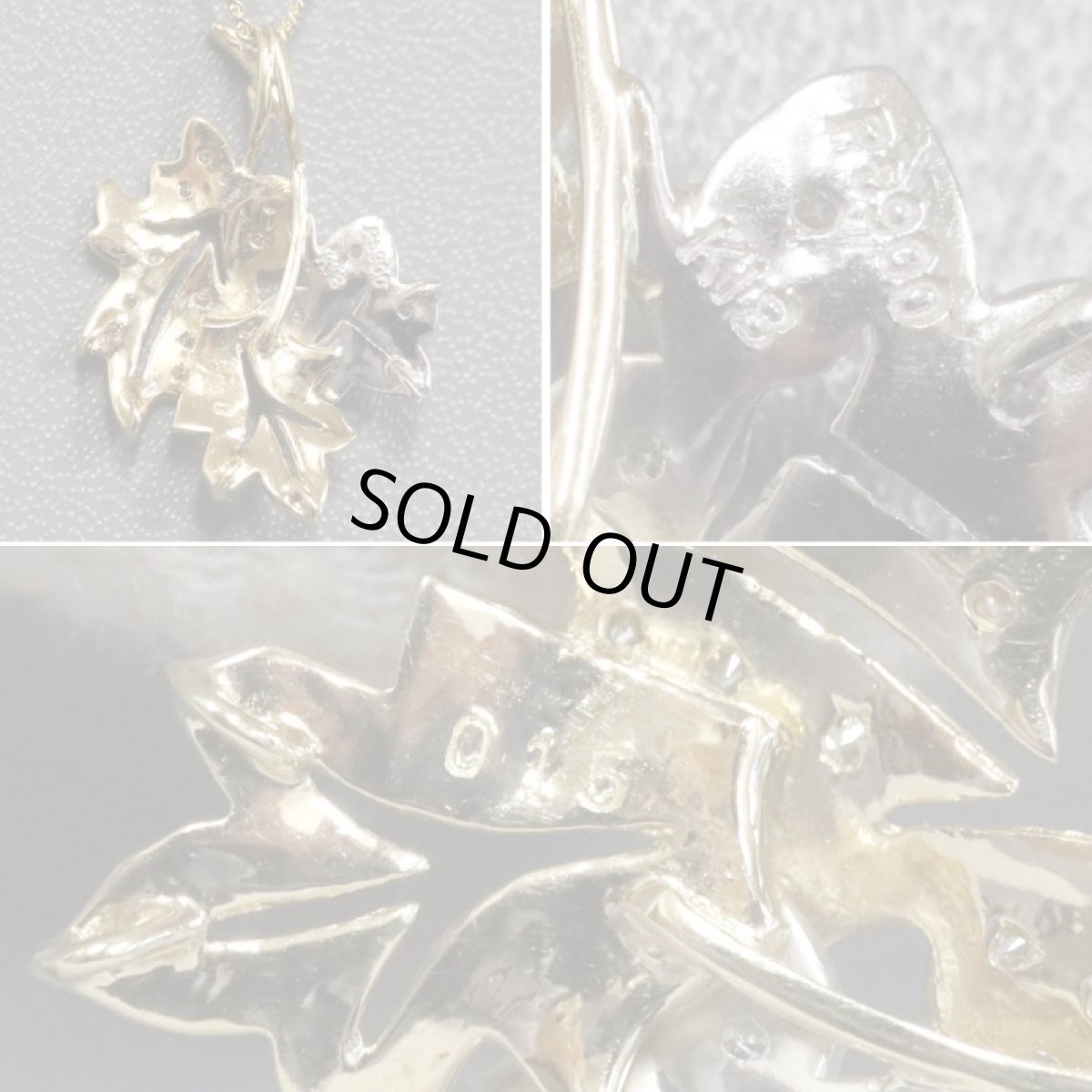 画像5: K18/Pt900ダイヤモンドペンダント リーフモチーフ D0.15 5.3g (5)