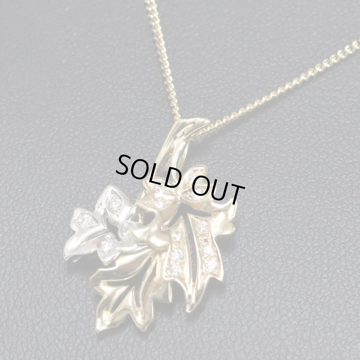 画像7: K18/Pt900ダイヤモンドペンダント リーフモチーフ D0.15 5.3g (7)