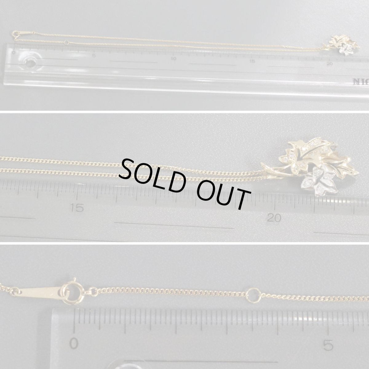 画像9: K18/Pt900ダイヤモンドペンダント リーフモチーフ D0.15 5.3g (9)