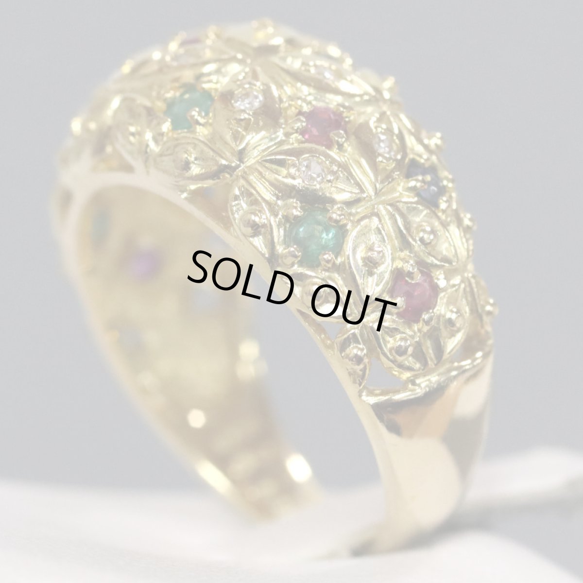 画像2: K18マルチストーンリング R0.23 S0.17 E0.13 D0.08 6.5g #13 (2)