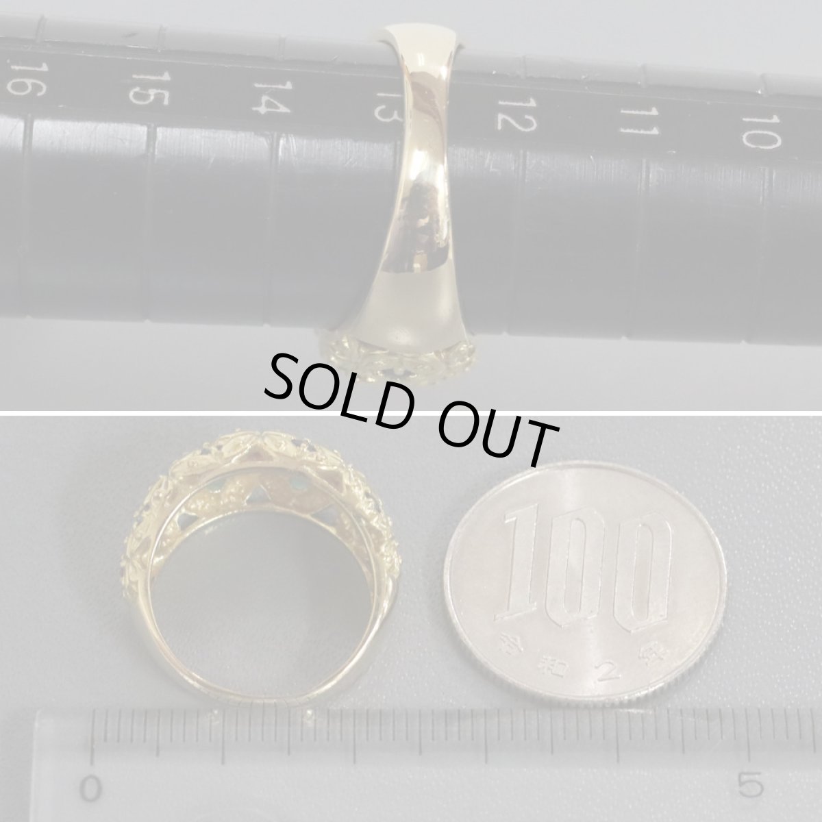 画像7: K18マルチストーンリング R0.23 S0.17 E0.13 D0.08 6.5g #13 (7)