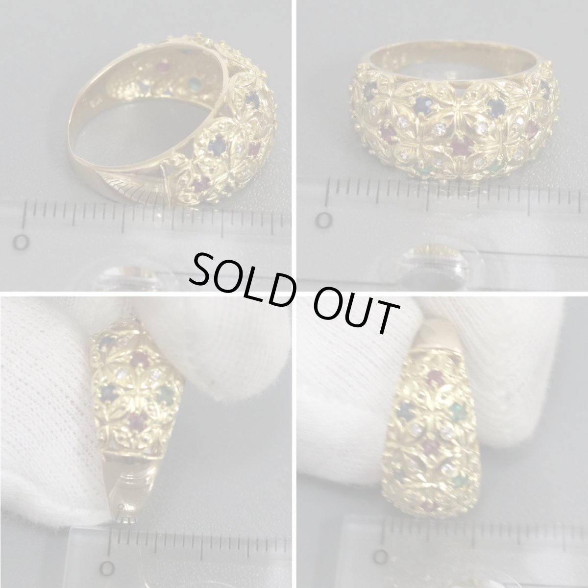 画像8: K18マルチストーンリング R0.23 S0.17 E0.13 D0.08 6.5g #13 (8)