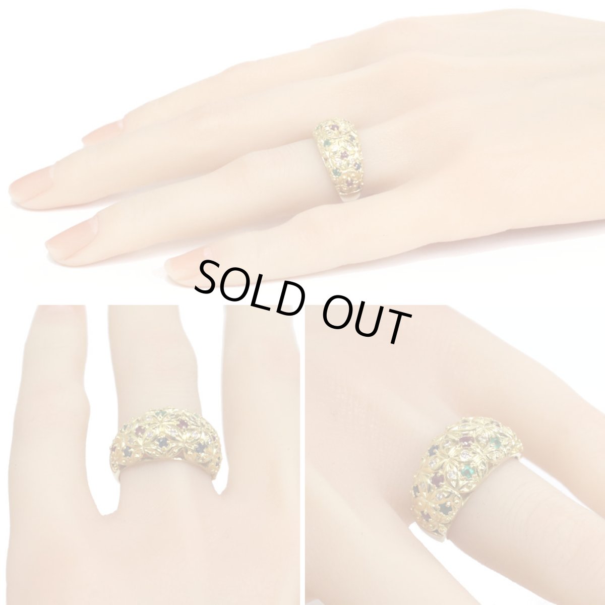 画像9: K18マルチストーンリング R0.23 S0.17 E0.13 D0.08 6.5g #13 (9)