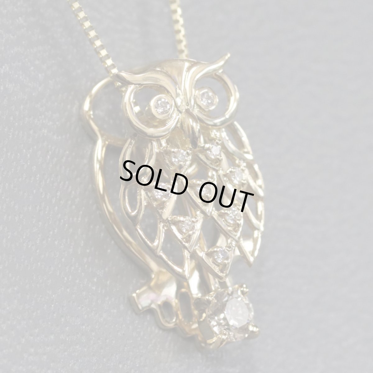 画像2: K18ダイヤモンドペンダント フクロウモチーフ D0.07 D0.18 4.1g (2)