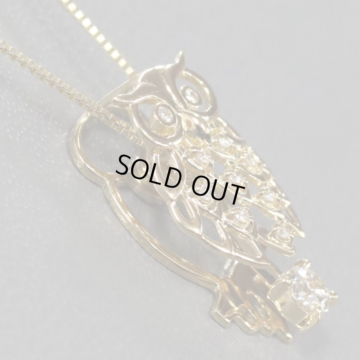 画像3: K18ダイヤモンドペンダント フクロウモチーフ D0.07 D0.18 4.1g (3)