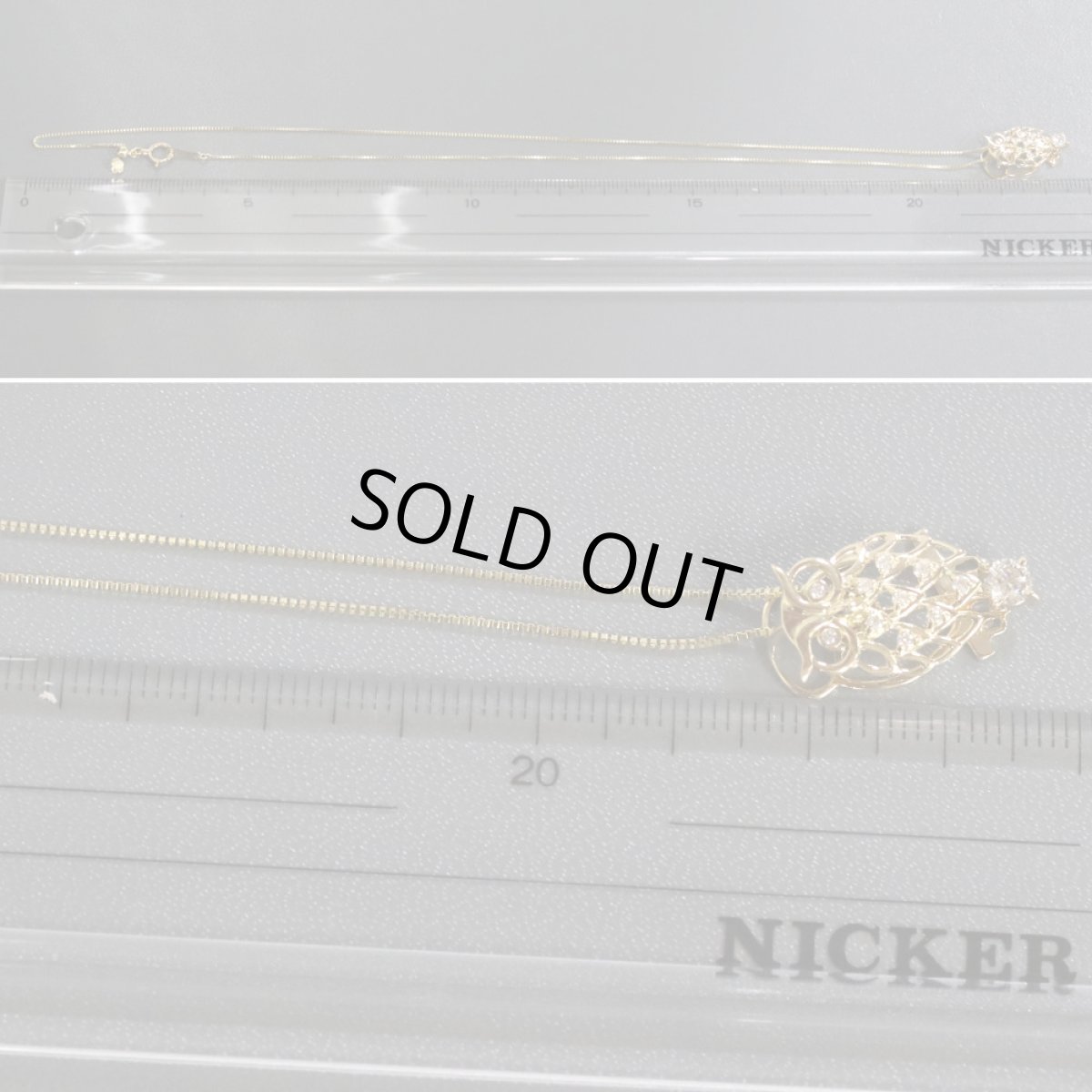 画像9: K18ダイヤモンドペンダント フクロウモチーフ D0.07 D0.18 4.1g (9)