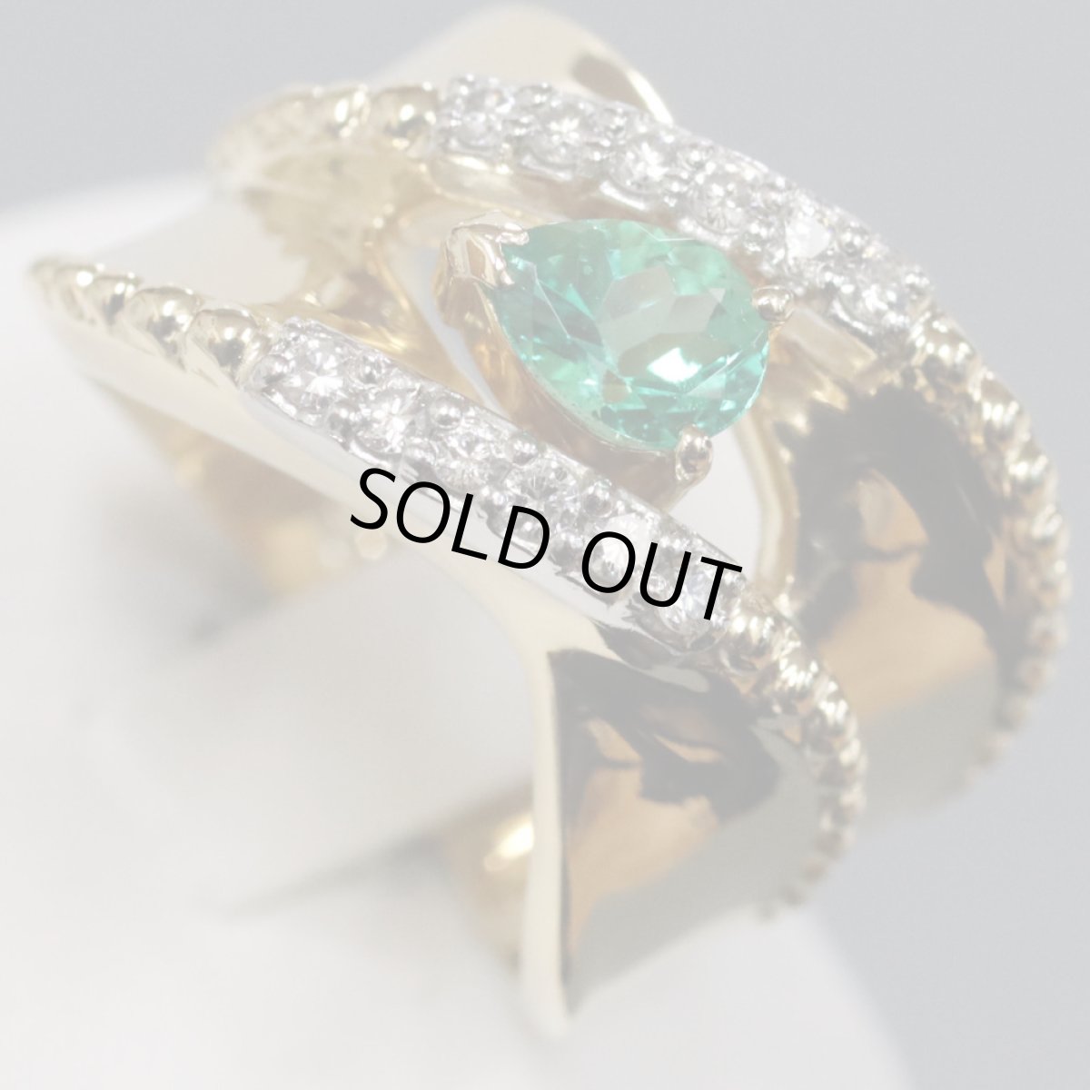 画像3: 山本真理 K18/Pt900エメラルドダイヤモンドリング E0.51 D0.21 11.7g #12 (3)