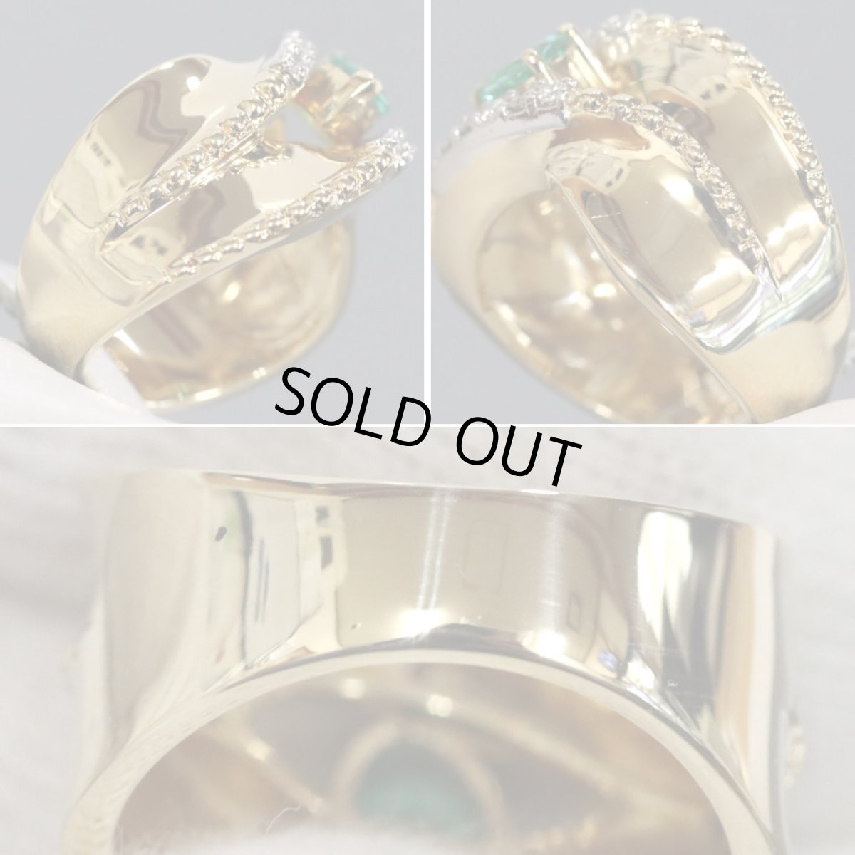 画像5: 山本真理 K18/Pt900エメラルドダイヤモンドリング E0.51 D0.21 11.7g #12 (5)