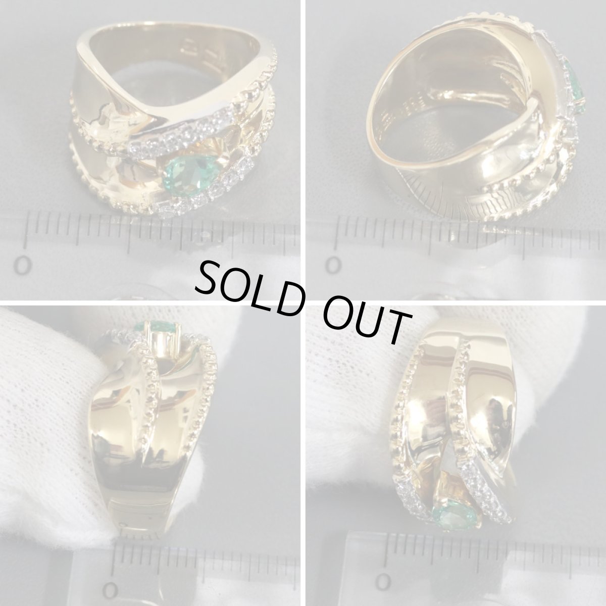 画像8: 山本真理 K18/Pt900エメラルドダイヤモンドリング E0.51 D0.21 11.7g #12 (8)