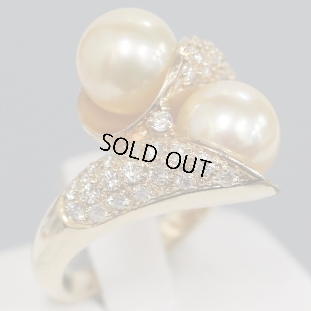 画像1: K18ゴールデンパールダイヤモンドリング D0.60 10.3g #12 (1)