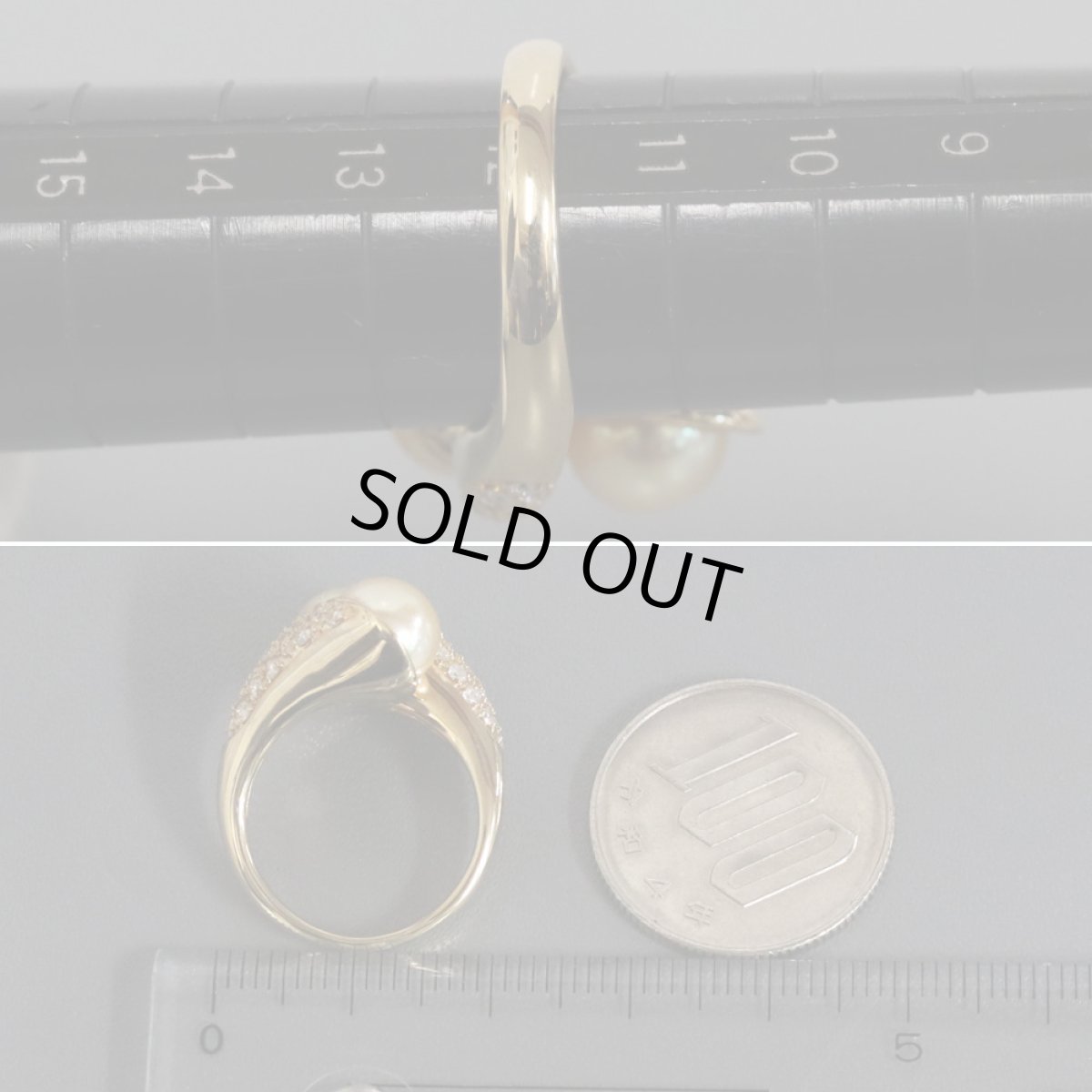 画像8: K18ゴールデンパールダイヤモンドリング D0.60 10.3g #12 (8)