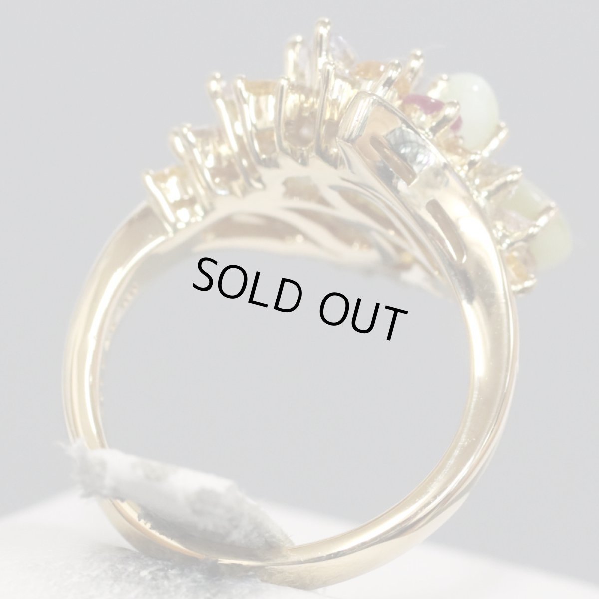 画像5: 18Kクリソベリルキャッツアイマルチストーンリング CE3.54 1.64 0.11 8.9g #11 (5)