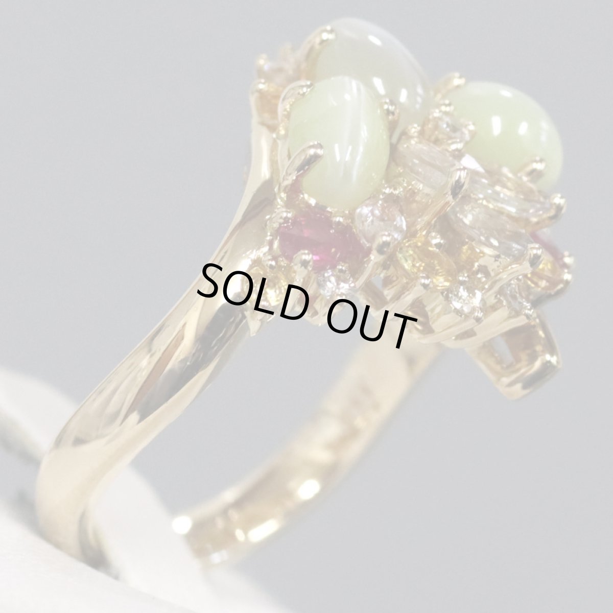 画像6: 18Kクリソベリルキャッツアイマルチストーンリング CE3.54 1.64 0.11 8.9g #11 (6)