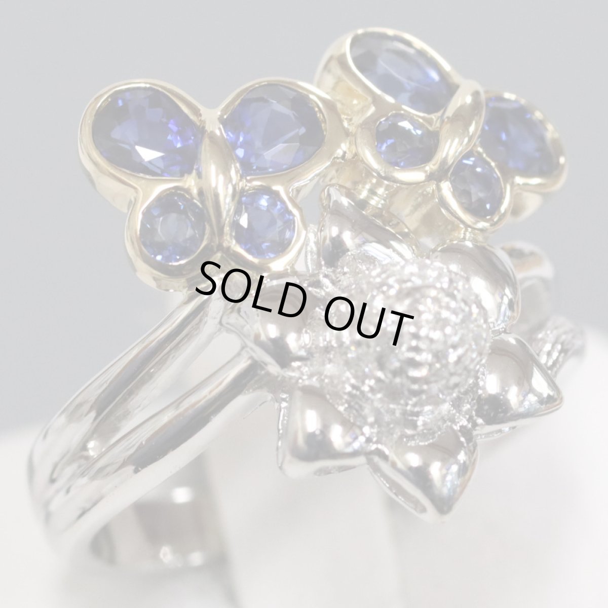 画像1: Pt900/K18サファイアダイヤモンドリング S1.90 D0.16 9.2g #11 (1)