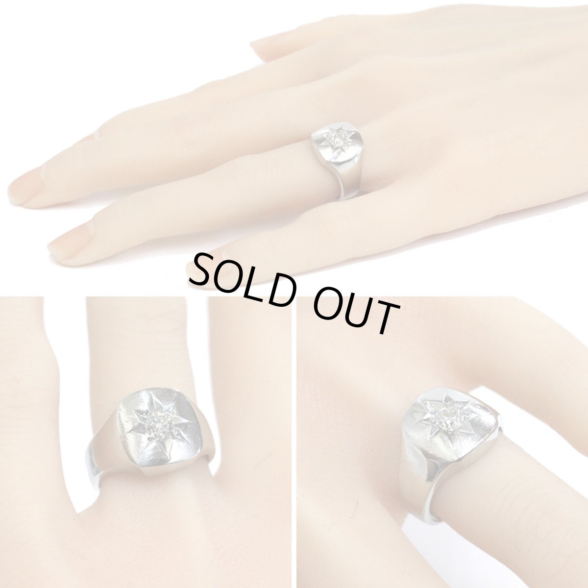 画像10: Pt900ダイヤモンドリング D0.36 16.7g #13.5 印台 (10)