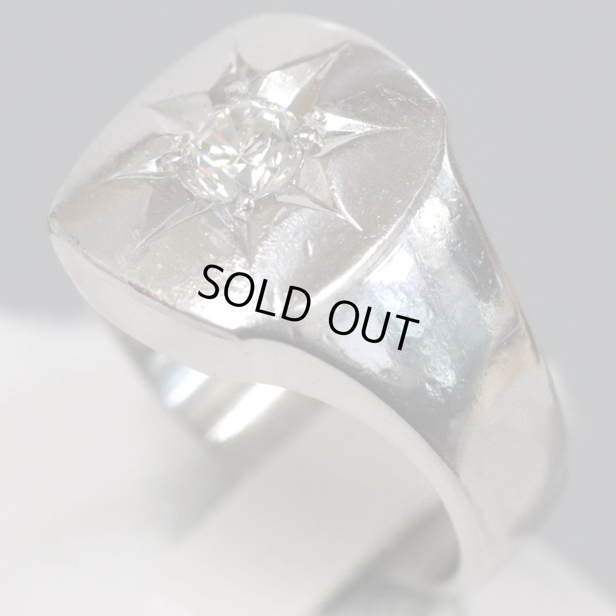 画像2: Pt900ダイヤモンドリング D0.36 16.7g #13.5 印台 (2)