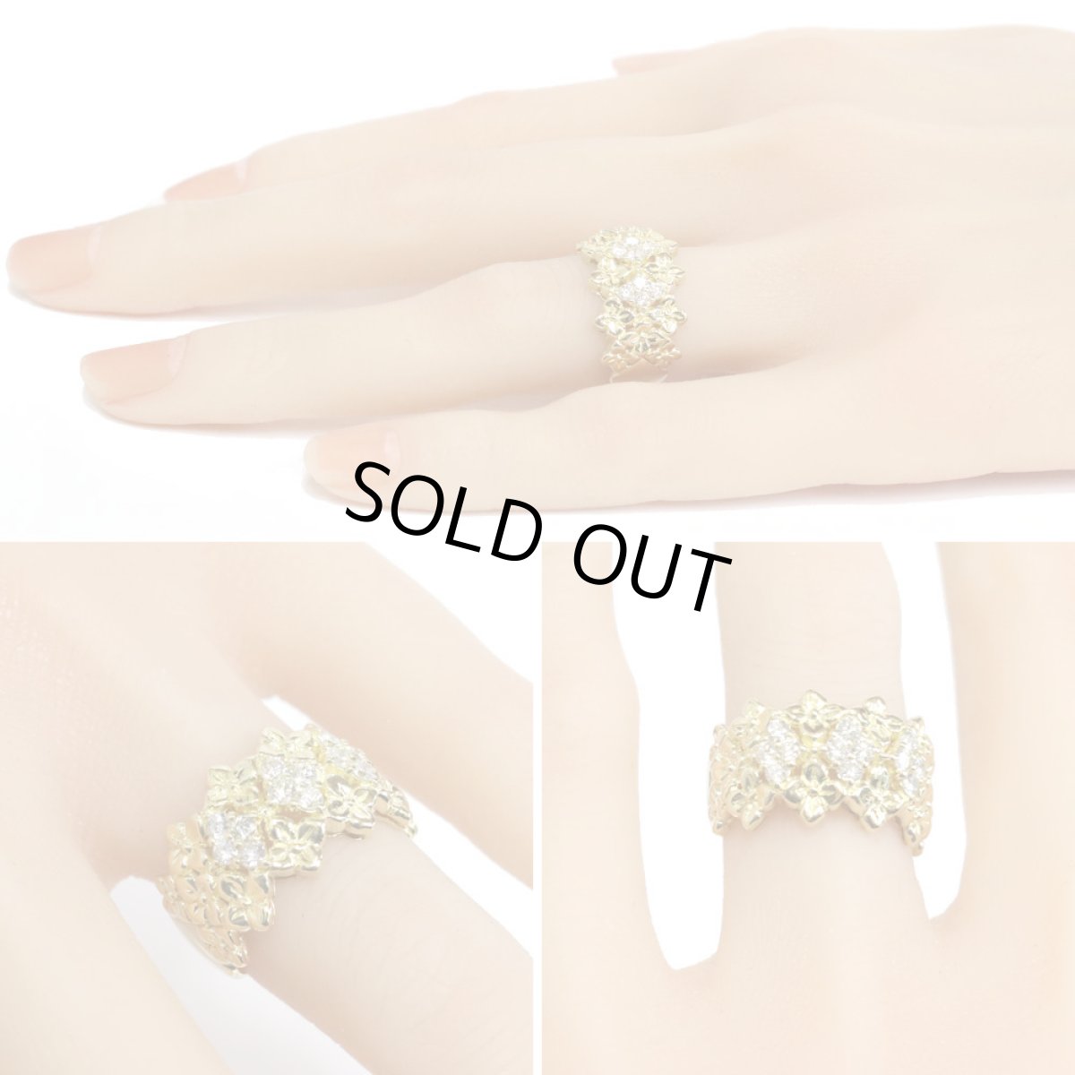 画像10: K18ダイヤモンドリング フラワーモチーフ D0.50 7.7g #12.5 (10)