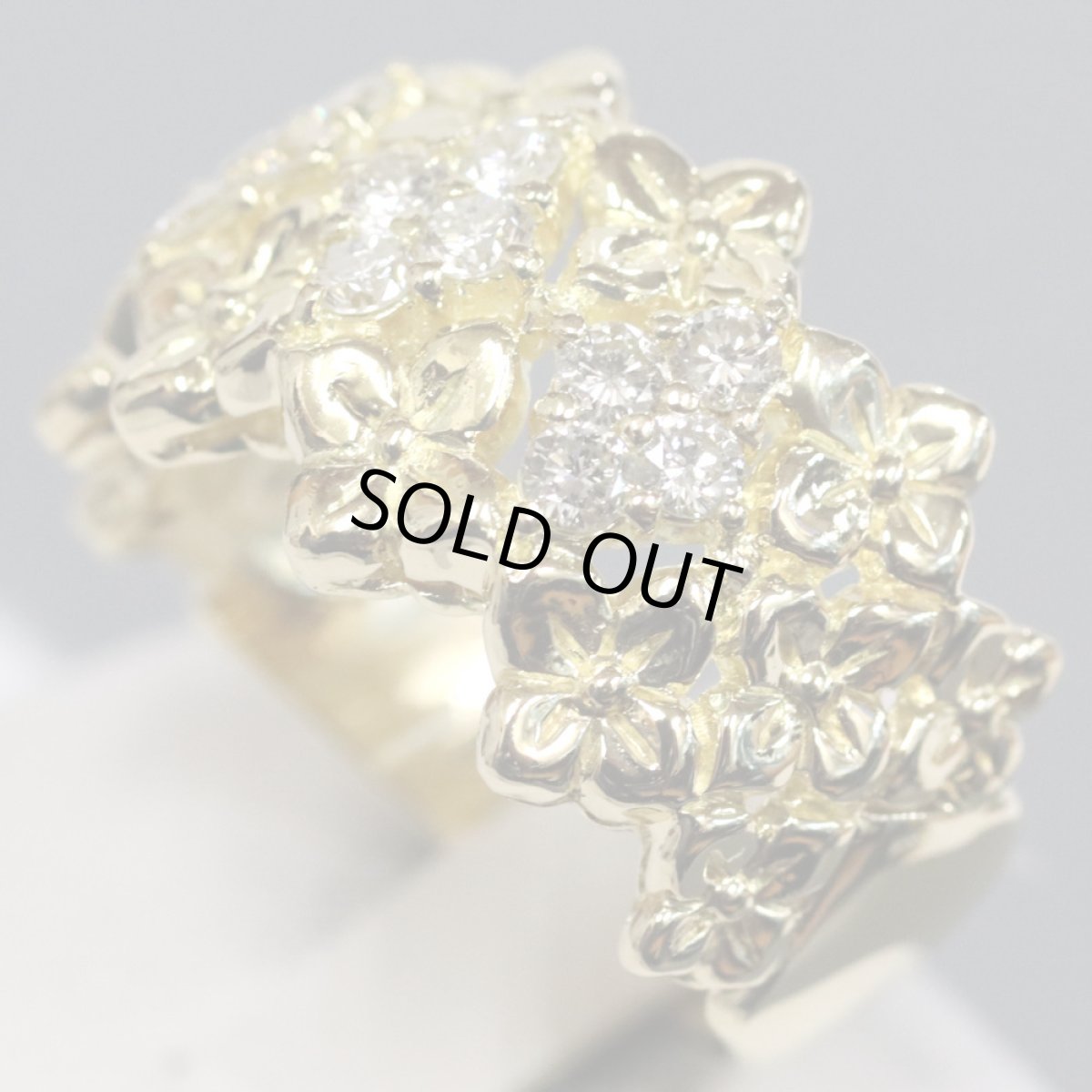 画像2: K18ダイヤモンドリング フラワーモチーフ D0.50 7.7g #12.5 (2)