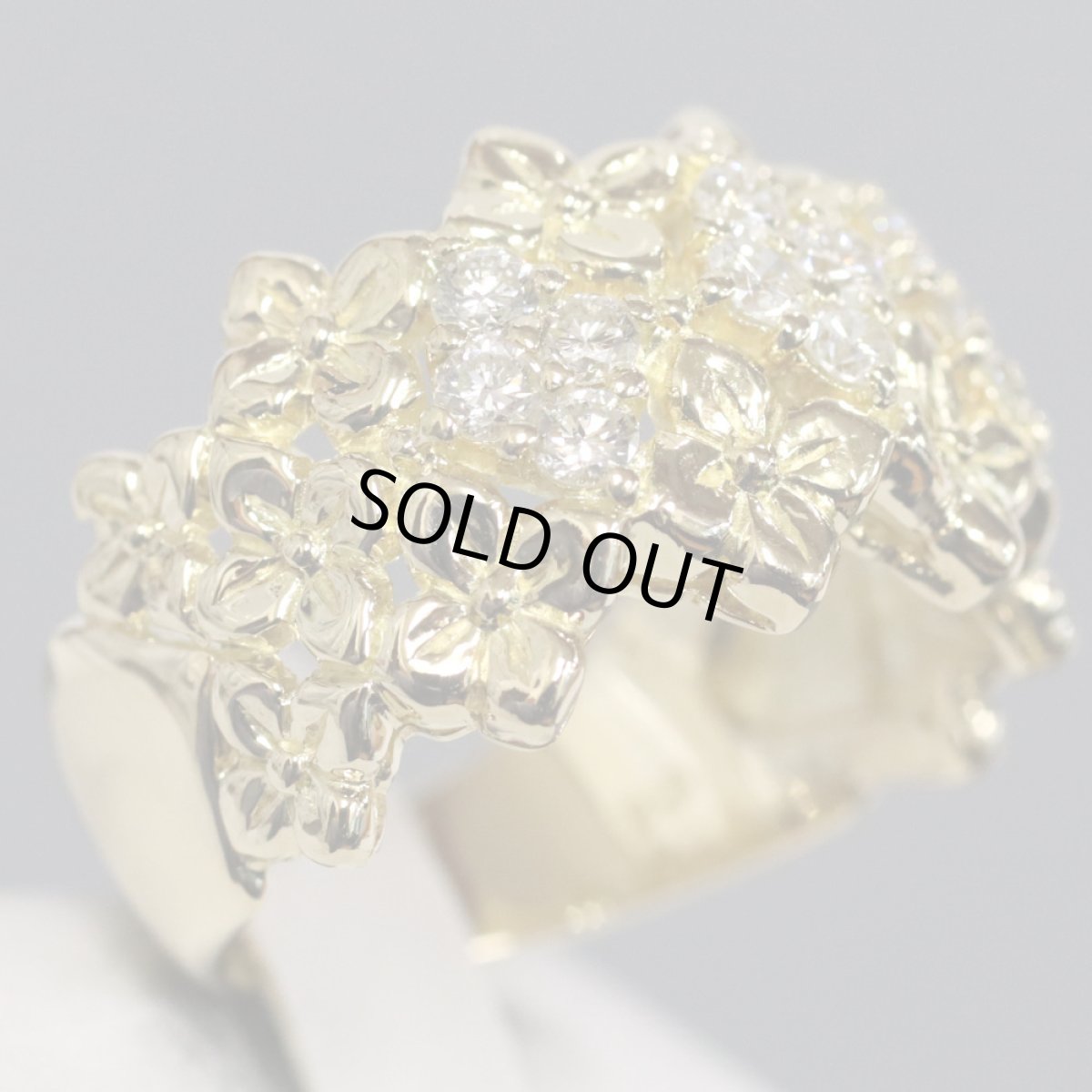 画像3: K18ダイヤモンドリング フラワーモチーフ D0.50 7.7g #12.5 (3)