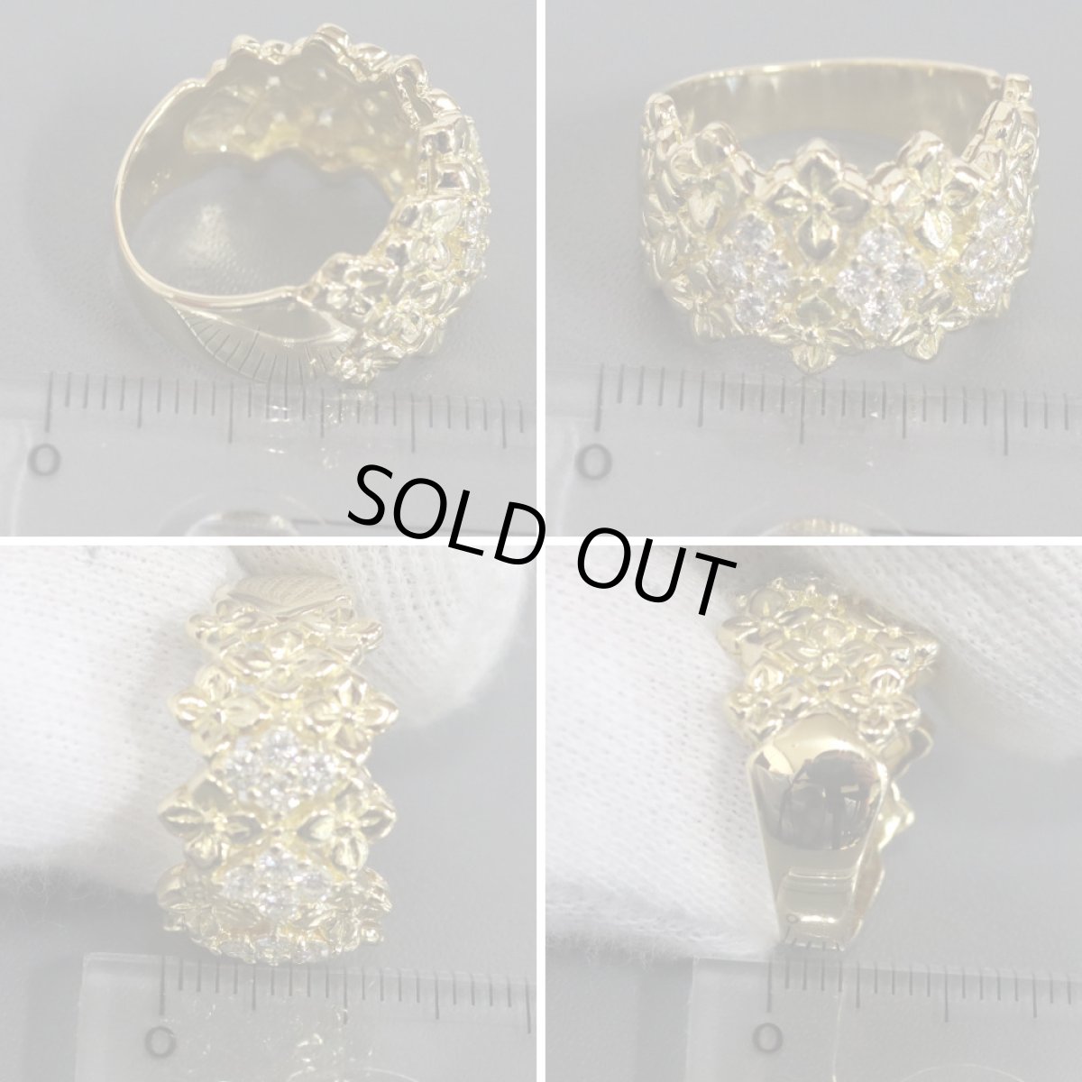 画像9: K18ダイヤモンドリング フラワーモチーフ D0.50 7.7g #12.5 (9)