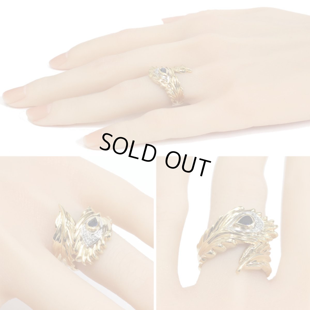 画像10: K18/Pt900サファイアダイヤモンドリング S0.28 D0.04 8.1g #14 (10)