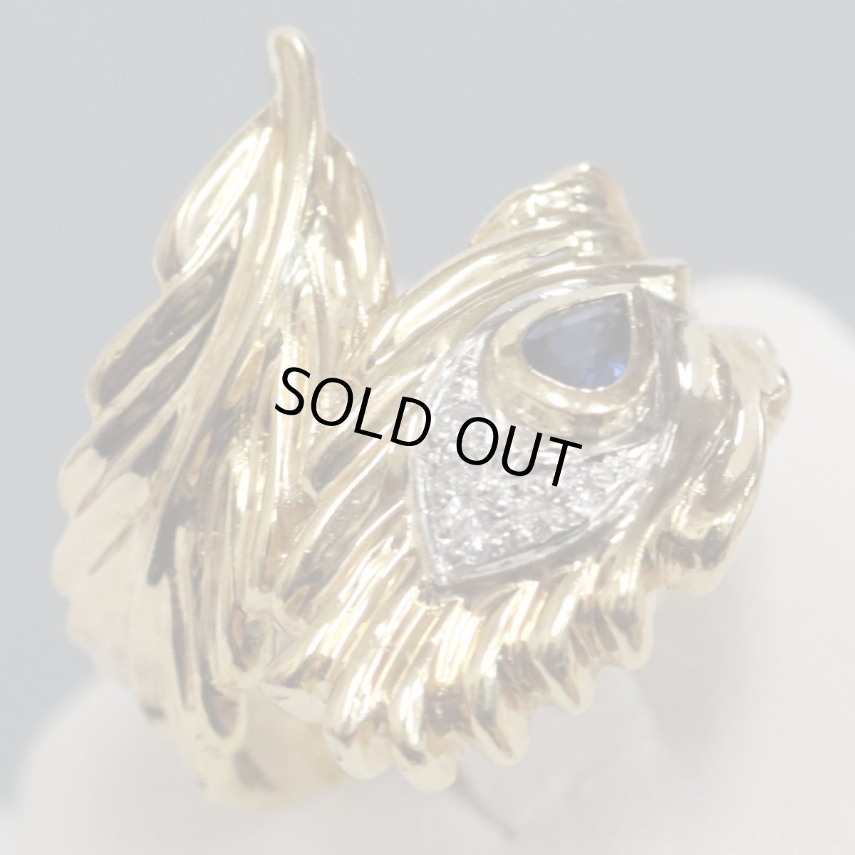 画像2: K18/Pt900サファイアダイヤモンドリング S0.28 D0.04 8.1g #14 (2)