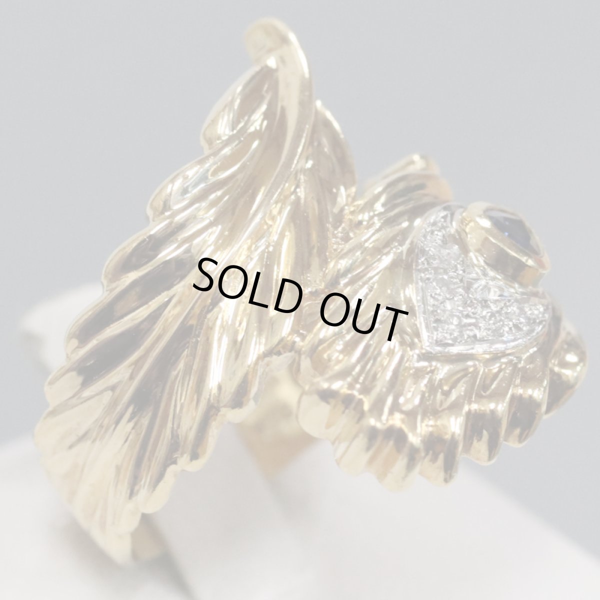 画像3: K18/Pt900サファイアダイヤモンドリング S0.28 D0.04 8.1g #14 (3)