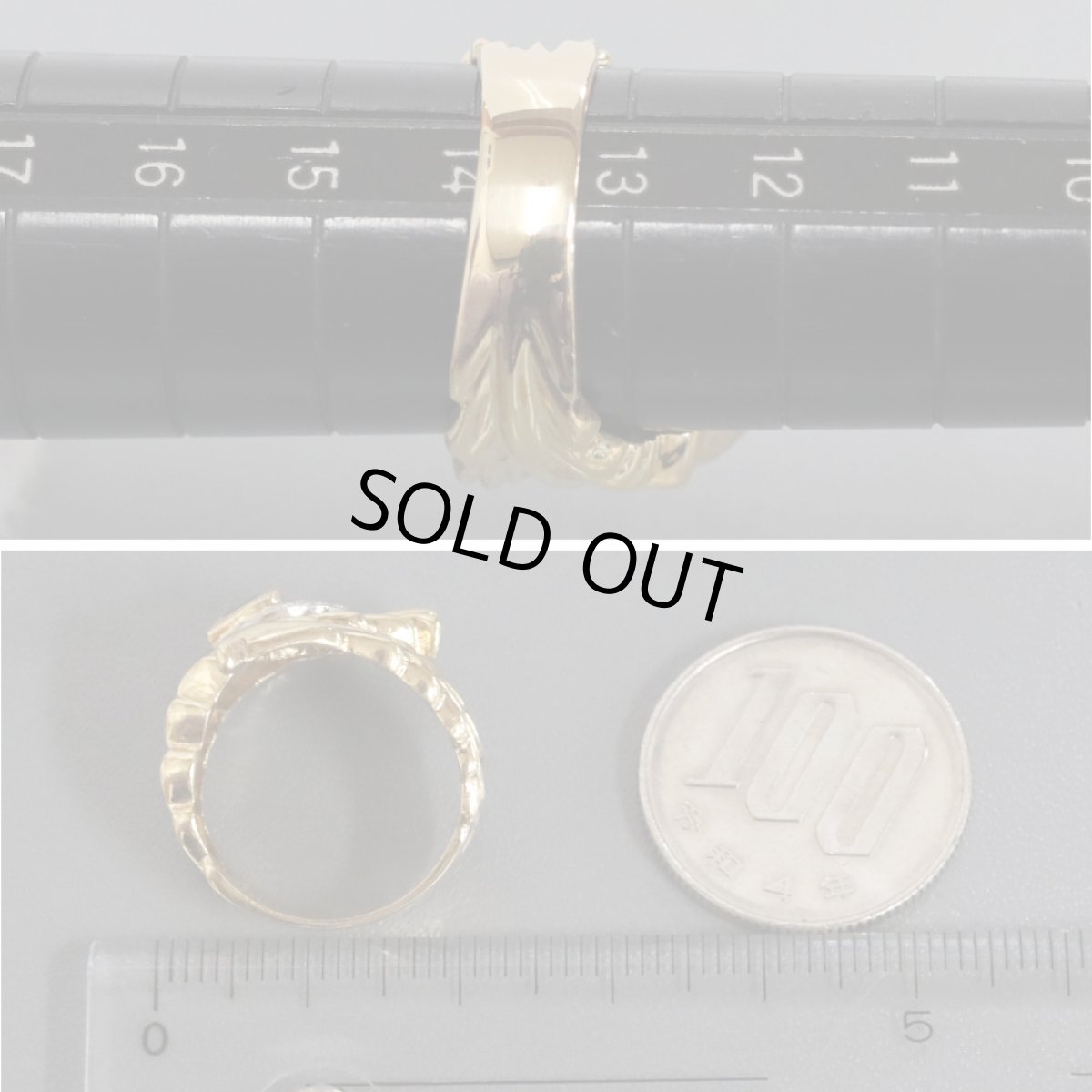 画像8: K18/Pt900サファイアダイヤモンドリング S0.28 D0.04 8.1g #14 (8)