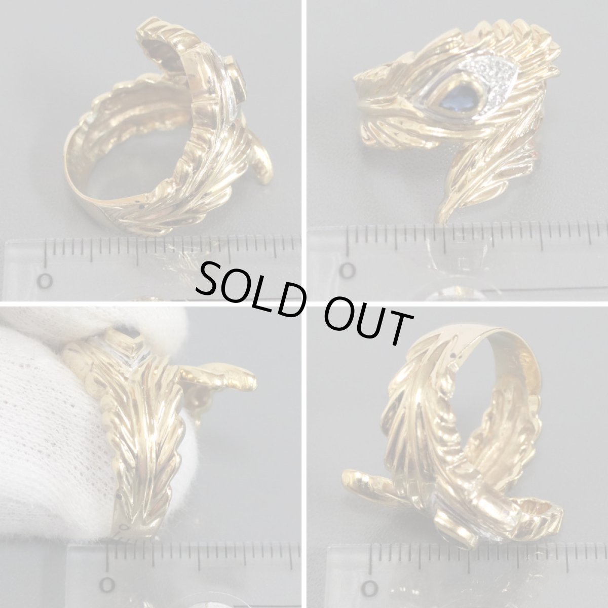 画像9: K18/Pt900サファイアダイヤモンドリング S0.28 D0.04 8.1g #14 (9)