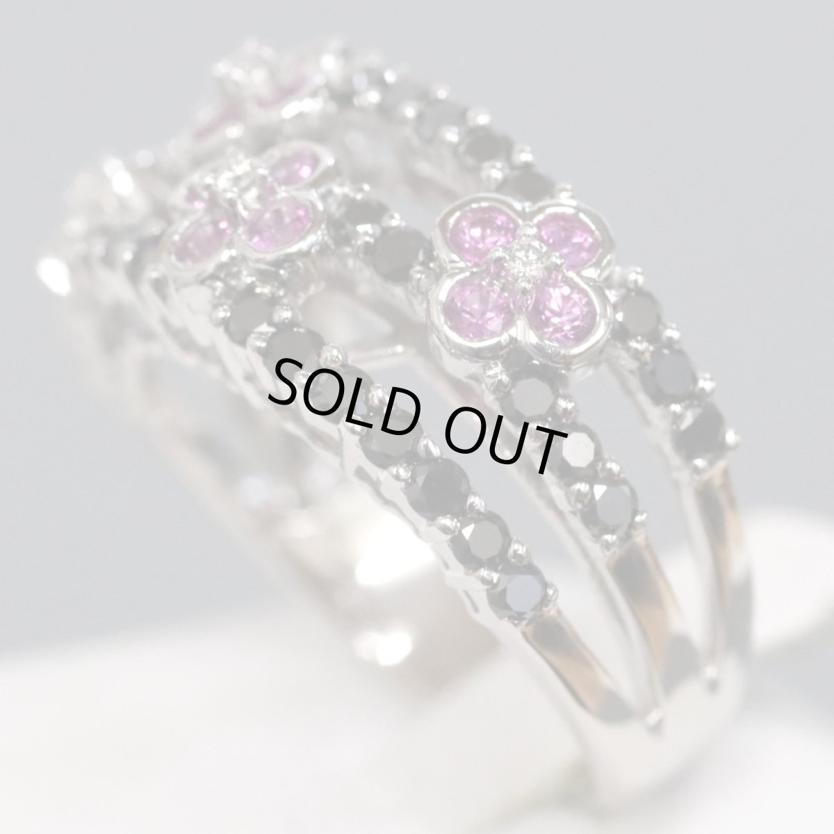 画像2: 笠原真寿美 K18WGブラックダイヤモンドピンクサファイアリング BkD0.70 PS0.38 7.2g #16 (2)