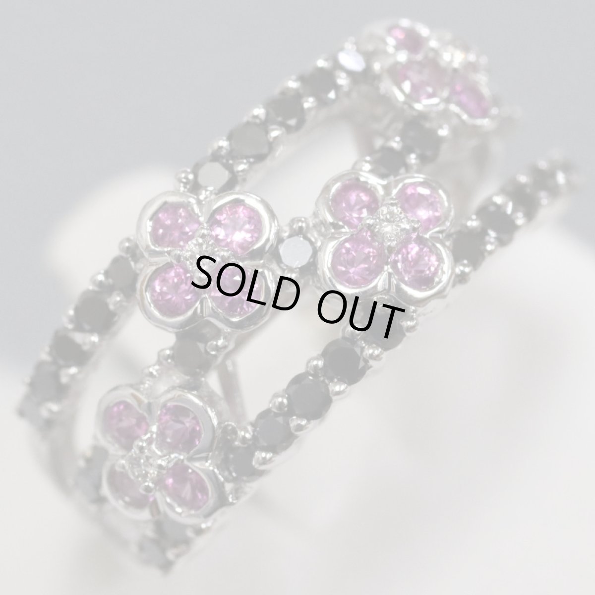 画像3: 笠原真寿美 K18WGブラックダイヤモンドピンクサファイアリング BkD0.70 PS0.38 7.2g #16 (3)