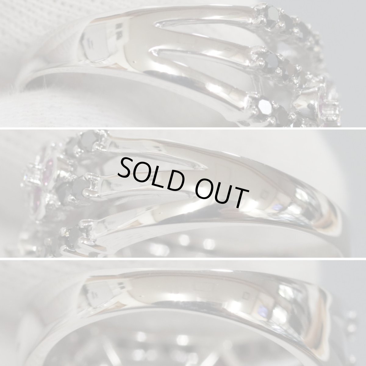 画像6: 笠原真寿美 K18WGブラックダイヤモンドピンクサファイアリング BkD0.70 PS0.38 7.2g #16 (6)