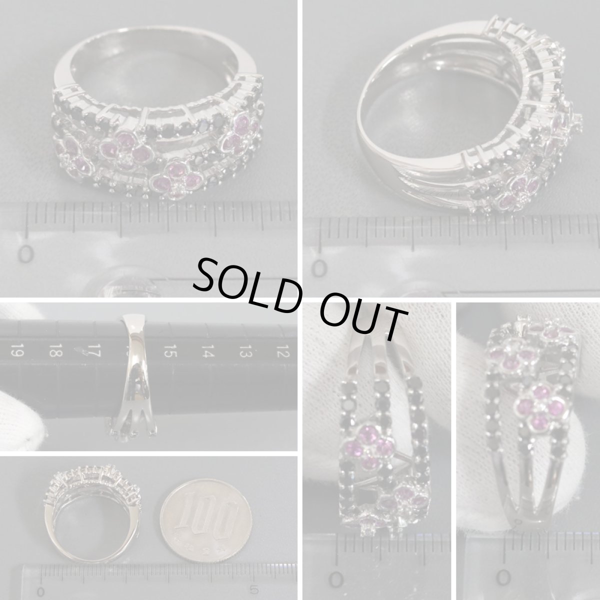 画像8: 笠原真寿美 K18WGブラックダイヤモンドピンクサファイアリング BkD0.70 PS0.38 7.2g #16 (8)