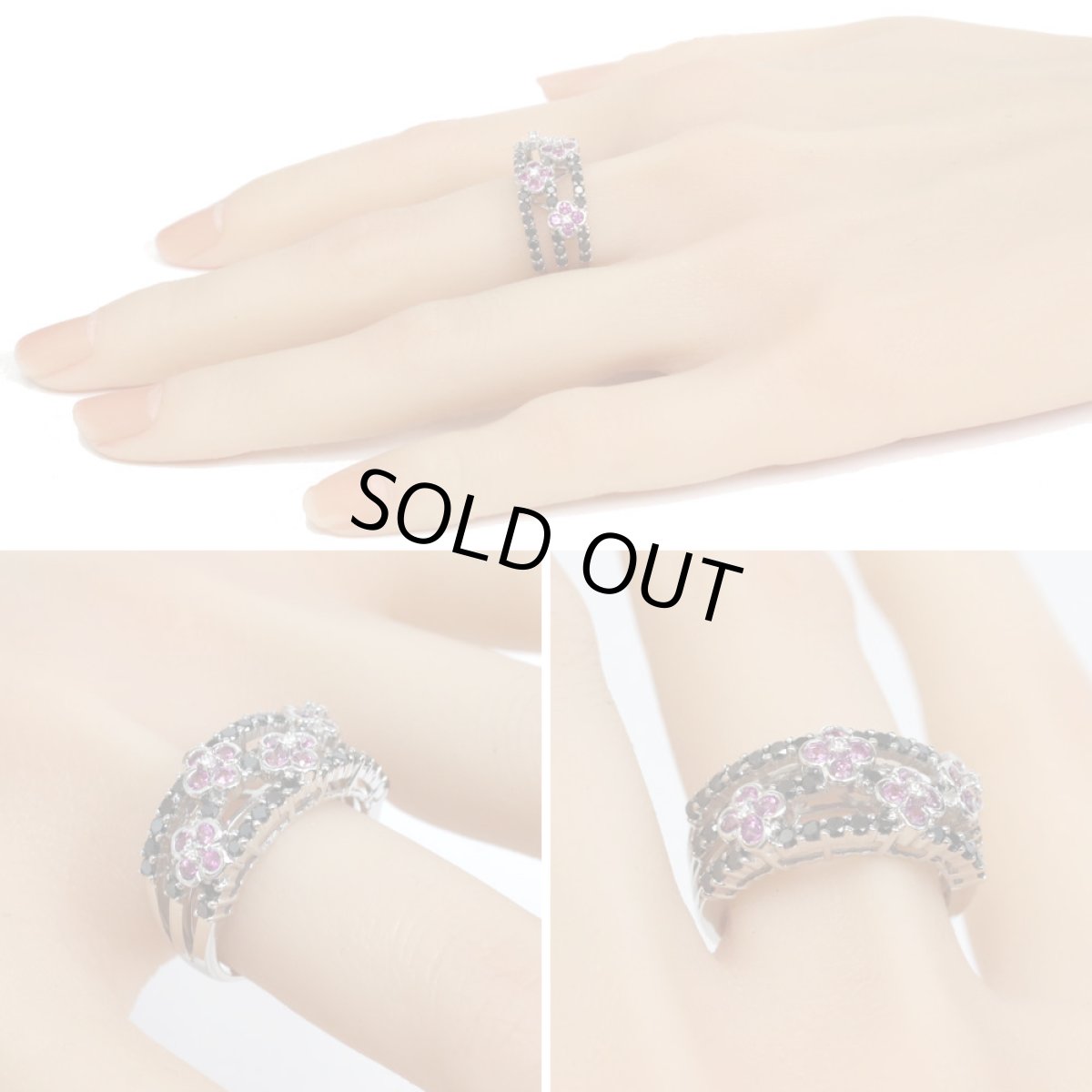 画像9: 笠原真寿美 K18WGブラックダイヤモンドピンクサファイアリング BkD0.70 PS0.38 7.2g #16 (9)