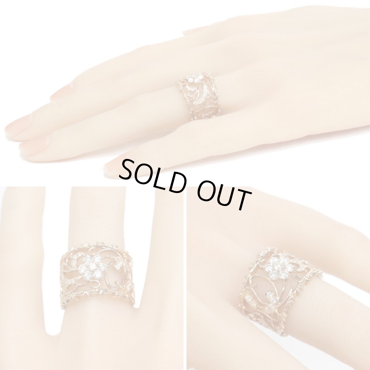 画像9: K18PGダイヤモンドリング フラワーモチーフ D0.72 8.1g #12 (9)