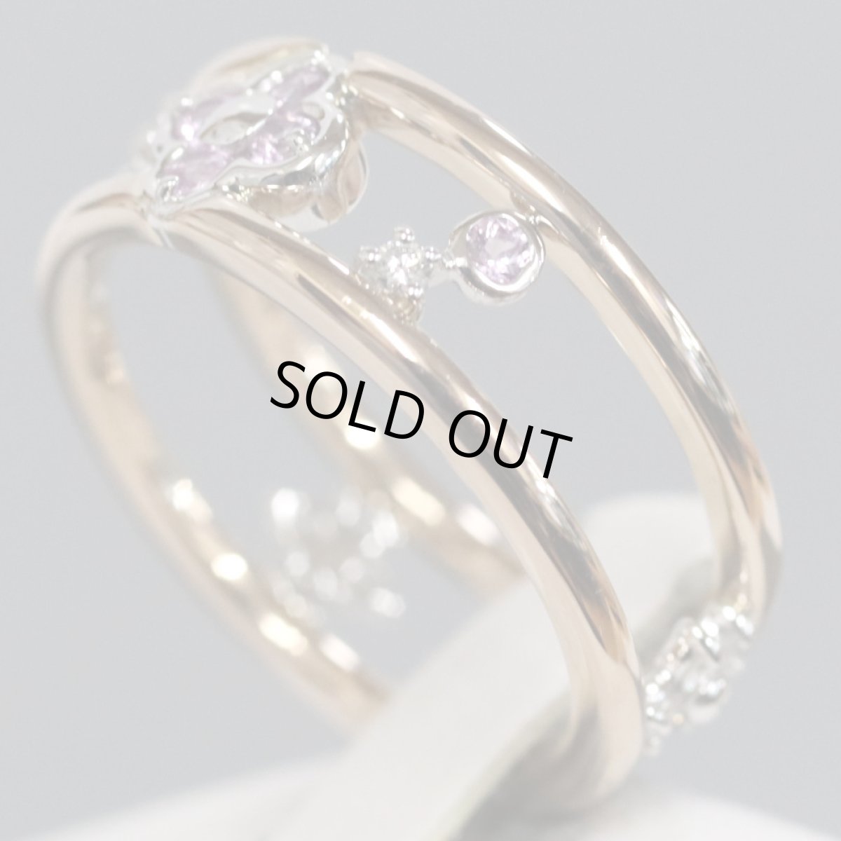 画像2: K18PG/K18WGピンクサファイアダイヤモンドリング PS0.20 D0.19 5.1g #12 (2)