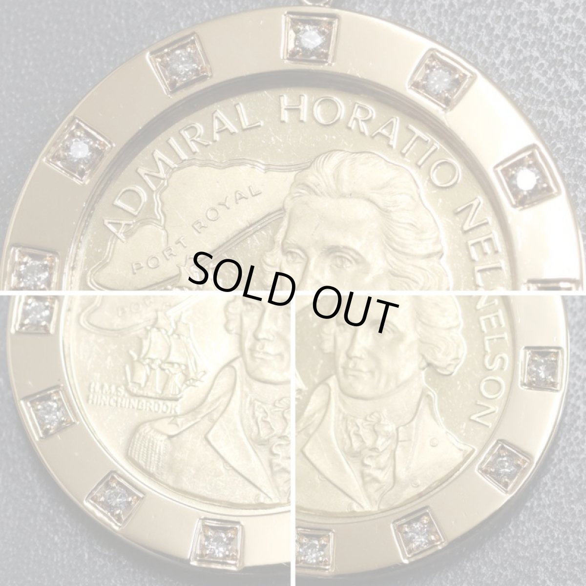 画像2: K18/K21.6ダイヤモンドペンダントトップ ネルソン提督 D0.28 16.7g (2)